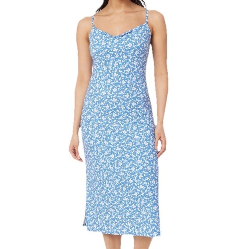 NWT Wallflower Yummy Jersey Candace Midi Dress Ragetta Blue Floral XS Juniors